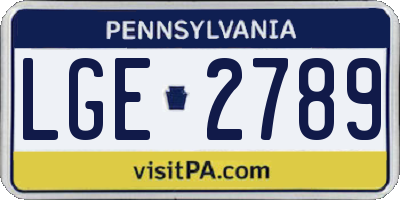 PA license plate LGE2789