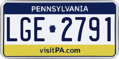 PA license plate LGE2791