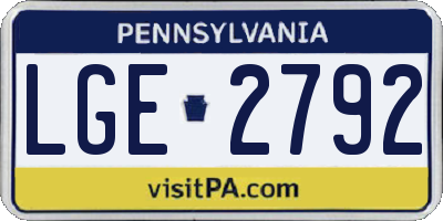 PA license plate LGE2792