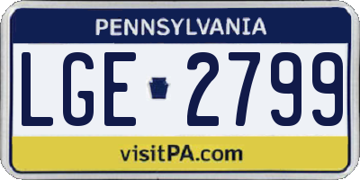 PA license plate LGE2799