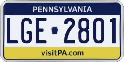 PA license plate LGE2801