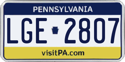 PA license plate LGE2807
