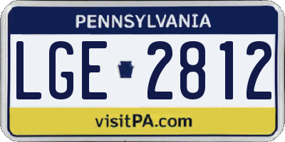 PA license plate LGE2812