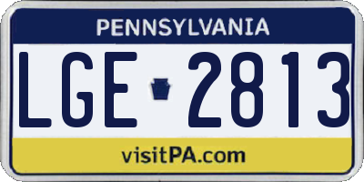 PA license plate LGE2813