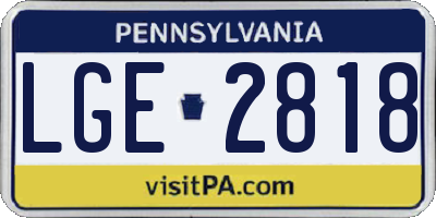 PA license plate LGE2818