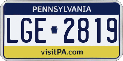 PA license plate LGE2819
