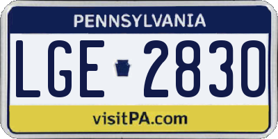 PA license plate LGE2830