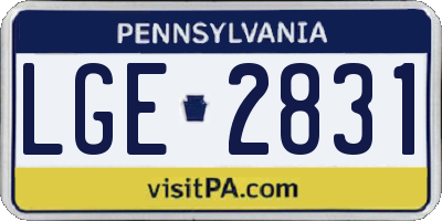 PA license plate LGE2831