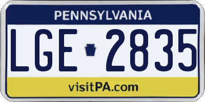 PA license plate LGE2835