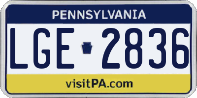 PA license plate LGE2836