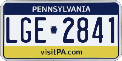 PA license plate LGE2841