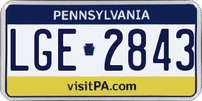 PA license plate LGE2843