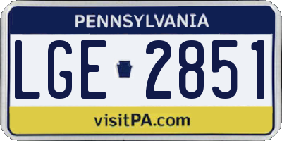 PA license plate LGE2851