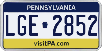 PA license plate LGE2852