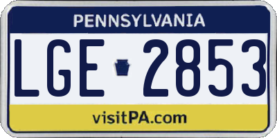 PA license plate LGE2853