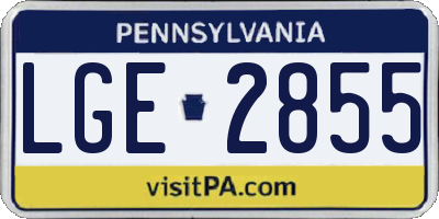 PA license plate LGE2855