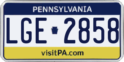 PA license plate LGE2858
