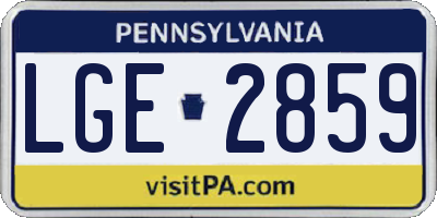 PA license plate LGE2859