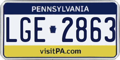 PA license plate LGE2863