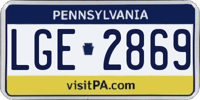 PA license plate LGE2869