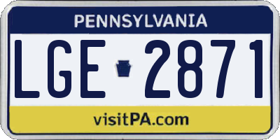 PA license plate LGE2871