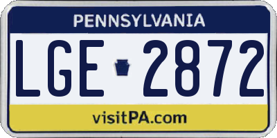 PA license plate LGE2872
