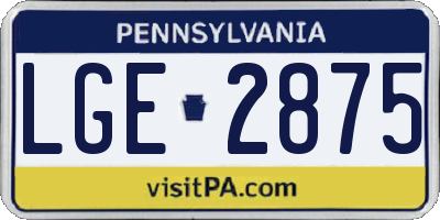 PA license plate LGE2875
