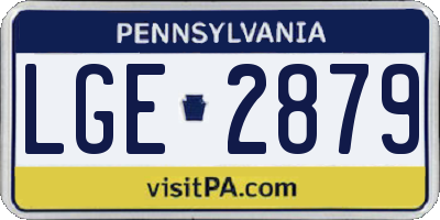 PA license plate LGE2879