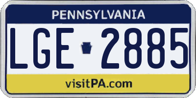 PA license plate LGE2885