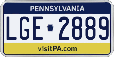 PA license plate LGE2889