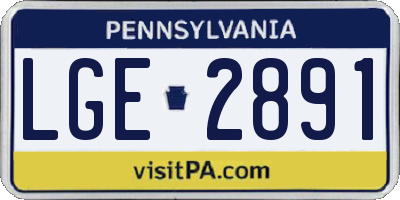 PA license plate LGE2891