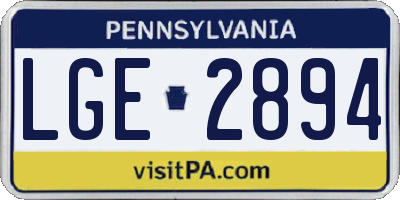 PA license plate LGE2894