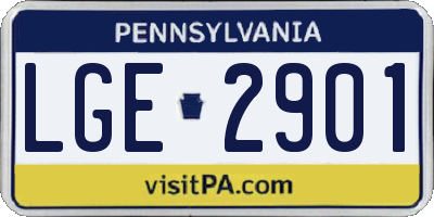 PA license plate LGE2901
