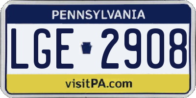 PA license plate LGE2908