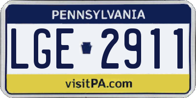 PA license plate LGE2911