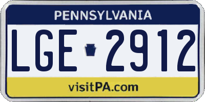PA license plate LGE2912