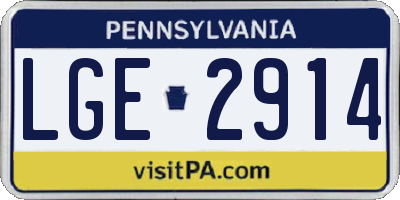 PA license plate LGE2914