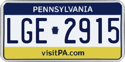 PA license plate LGE2915