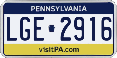 PA license plate LGE2916
