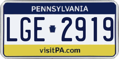 PA license plate LGE2919