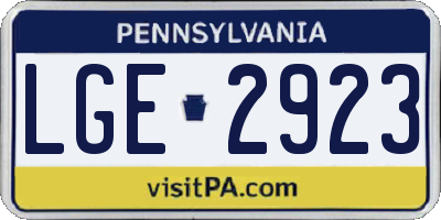 PA license plate LGE2923