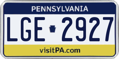 PA license plate LGE2927