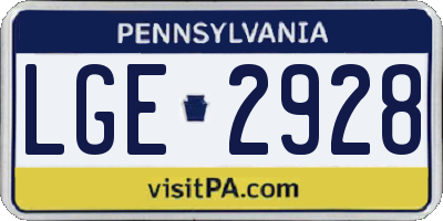PA license plate LGE2928