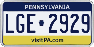 PA license plate LGE2929