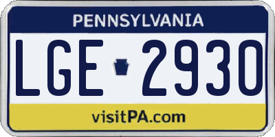 PA license plate LGE2930