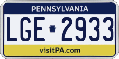 PA license plate LGE2933