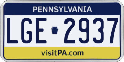 PA license plate LGE2937