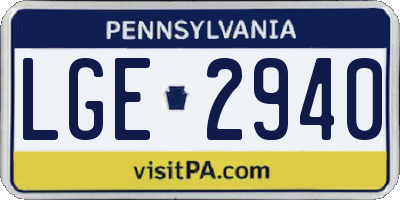 PA license plate LGE2940