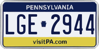 PA license plate LGE2944