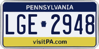 PA license plate LGE2948